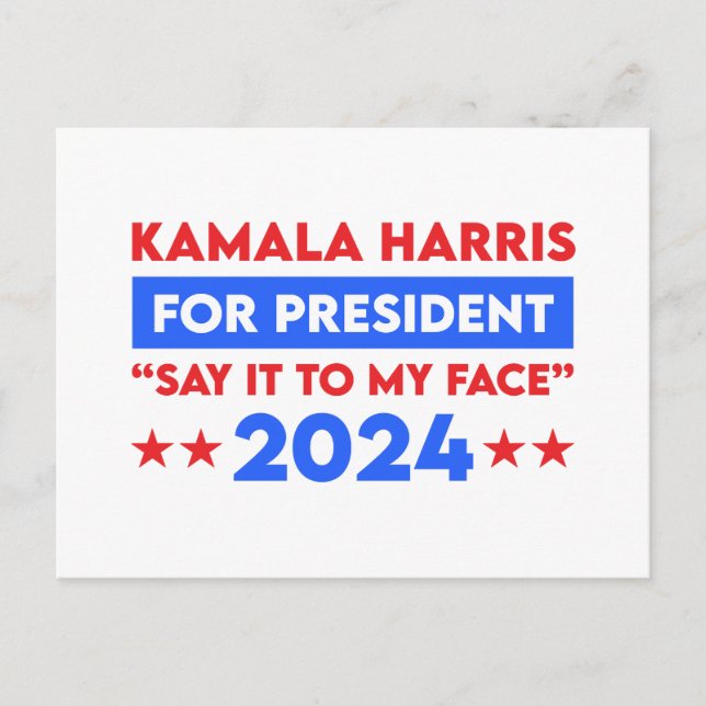 Postal Dilo A Mi Cara Kamala Harris Por El Presidente 202 (Anverso)