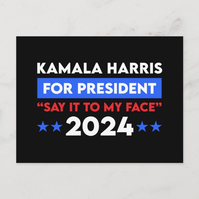 Postal Dilo A Mi Cara Kamala Harris Por El Presidente 202 (Anverso)
