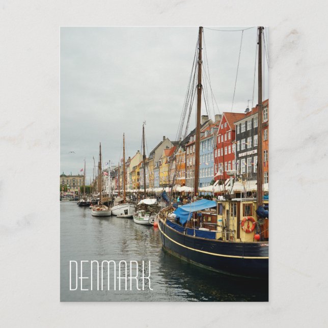 Postal Dinamarca, botes callejeros de Nyhavn (Anverso)