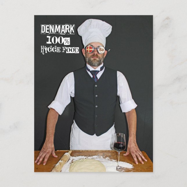 Postal Dinamarca genial 100% comida acogedora hygge (Anverso)