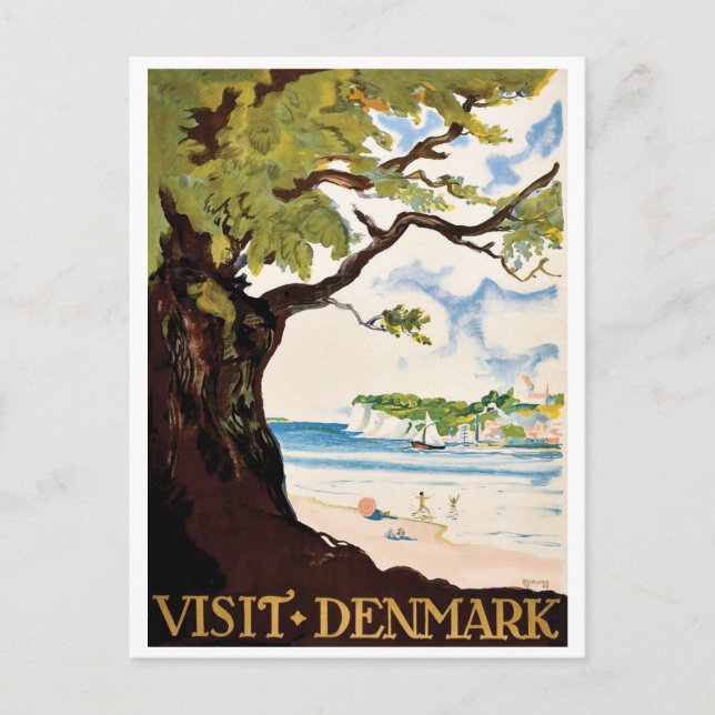 Postal Dinamarca, Roble en la Playa (Anverso)
