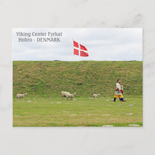 Postal Dinamarca, ¡Viking Land Fyrkat Postcard! (Anverso)