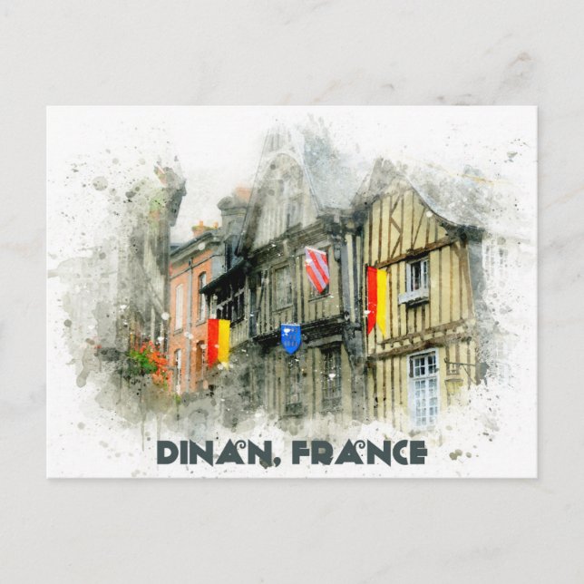 Postal Dinan France Ciudad Medieval Viaje Francés (Anverso)