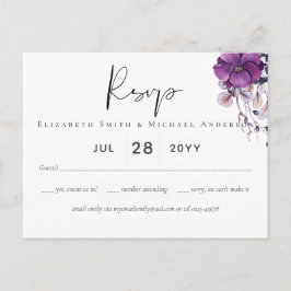 Postal Dinastía Púrpura Boda Presupuestaria Floral Oscura