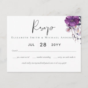 Postal Dinastía Púrpura Boda Presupuestaria Floral Oscura