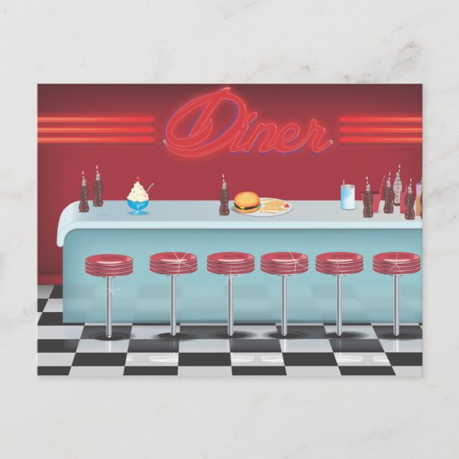 Postal Diner Americano Antiguo (Anverso)