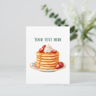 Postal Diner divertido de panqueques de fresa personaliza