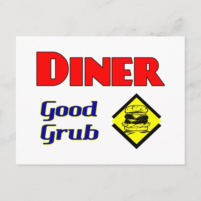 Postal Diner Good Grub Hamburger Restaurant Art (Anverso)