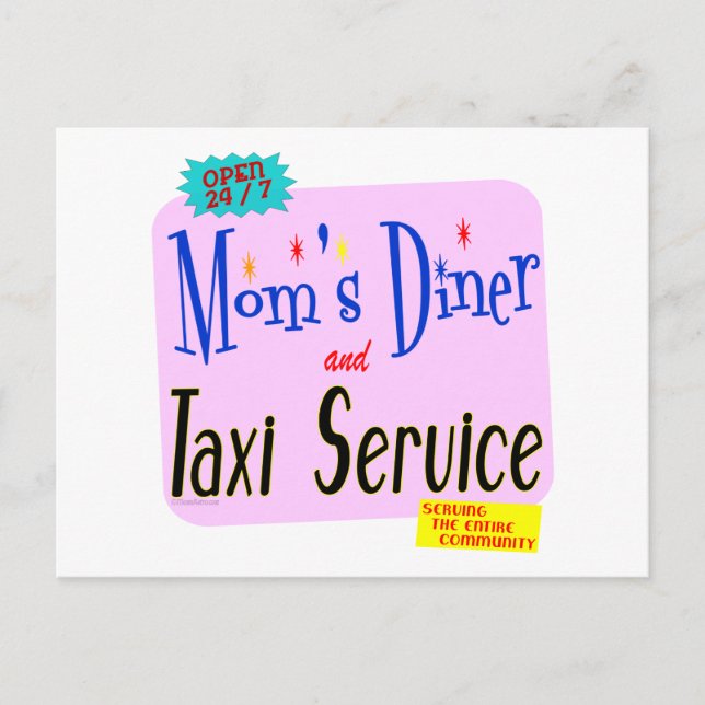 Postal Diner y el servicio de taxi de las madres dicen (Anverso)