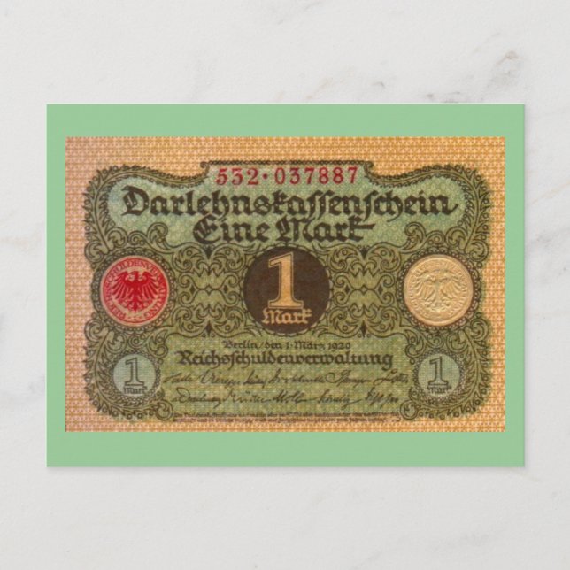 Postal Dinero antiguo: 1 marca alemana (Anverso)