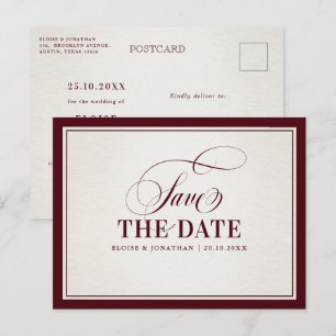 Postal Dinero Antiguo Moderno Burgundy Save the date