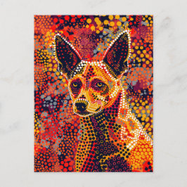 Postal Dingo en estilo de arte de dot aborigen