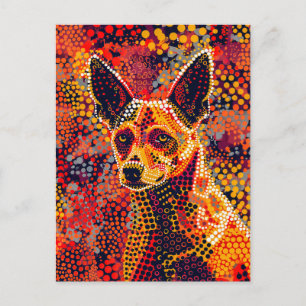 Postal Dingo en estilo de arte de dot aborigen