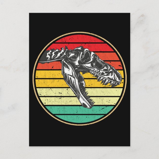 Postal Dino de cráneo de dinosaurio retro (Anverso)