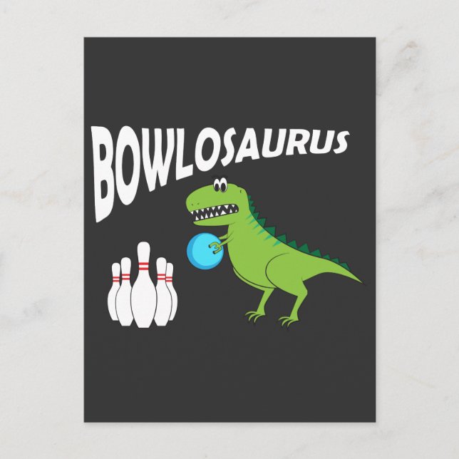 Postal Dino divertido de boliche - Idea de regalo para lo (Anverso)