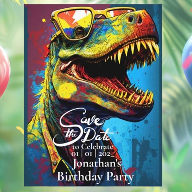 Postal Dino Guay T-Rex Guardar la fecha (Make your event unforgettable with our Dino Cool T-Rex Save the Date Postcard!)
