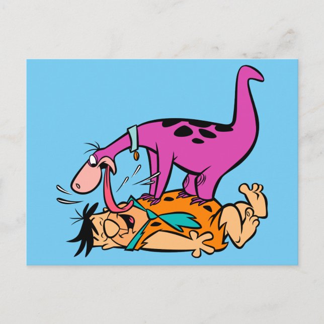 Postal Dino Licking Fred Flintstone (Anverso)