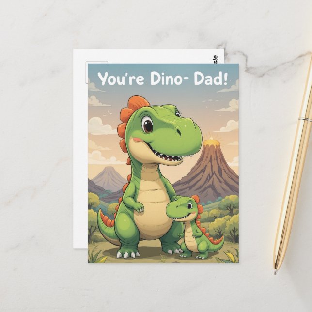 Postal Dino Mite Dad Cute Dinosaur Day (Anverso/Reverso In Situ)