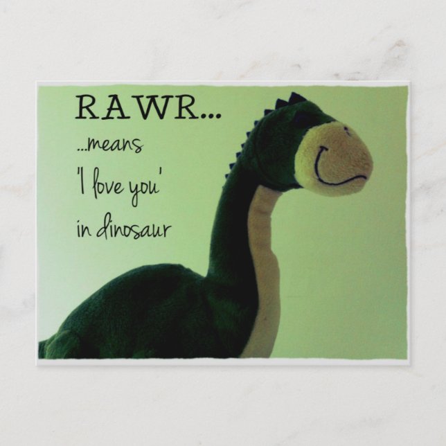 Postal Dino Postcard Rawr significa 'Te amo en dinosaurio (Anverso)