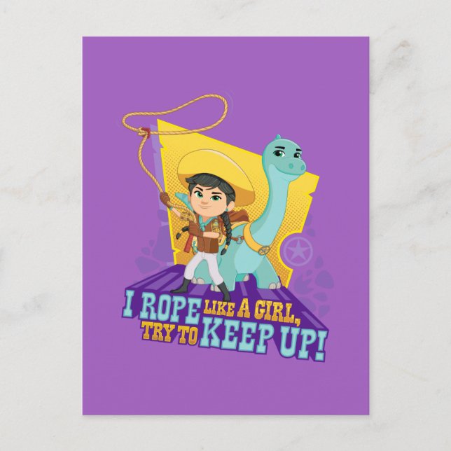 Postal Dino Ranch | Min. y Clover (Anverso)