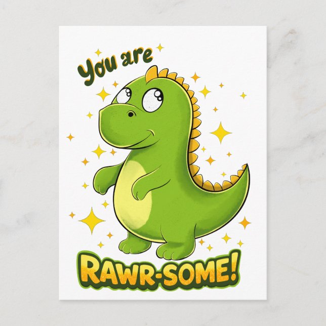 Postal Dino RAWR-SOME Charme (Anverso)