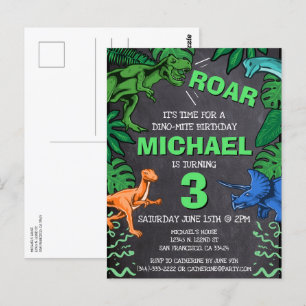 Postal Dino Trex Jurassic Boy Dinosaur Cumpleaños
