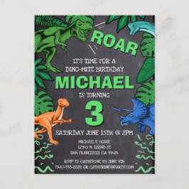 Postal Dino Trex Jurassic Boy Dinosaur Cumpleaños