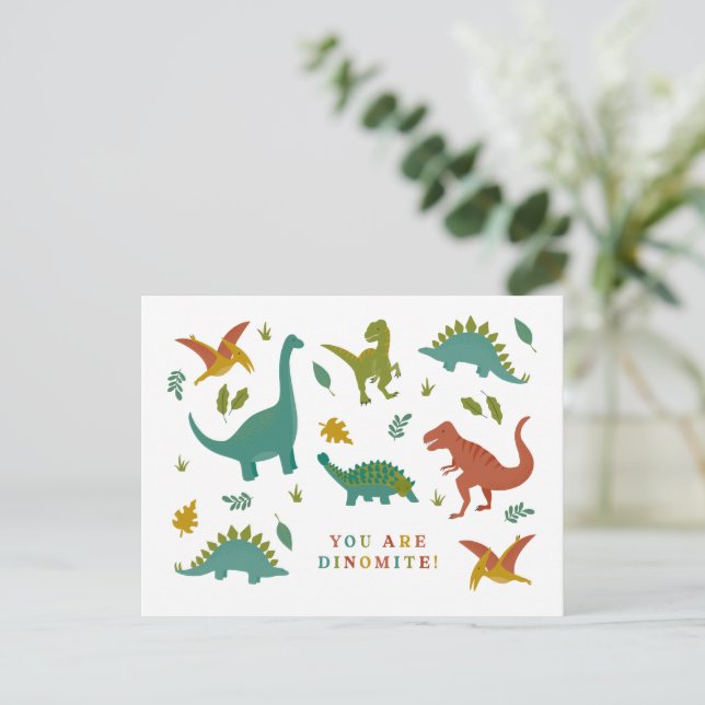 Postal Dinomita Dinosaur Valentine (Anverso de pie)