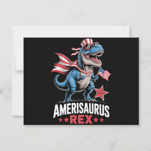 Postal Dinosaur 4 de julio Amerisaurus T Rex Divertido