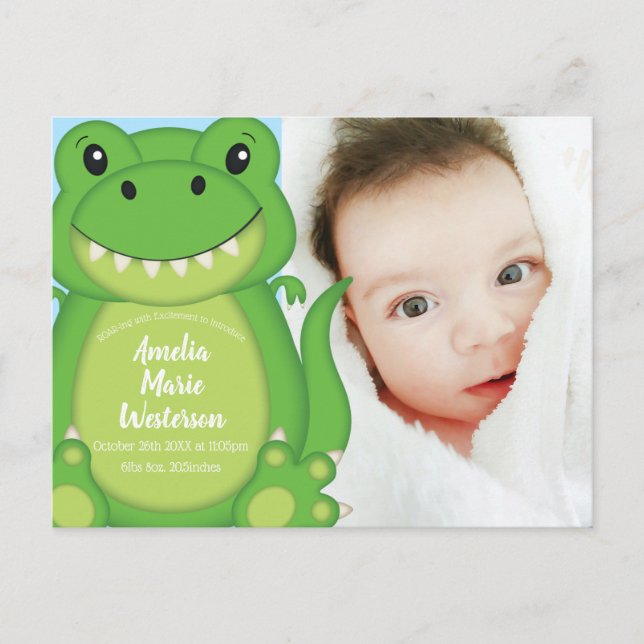 Postal Dinosaur Baby Shower T-Rex (Anverso)