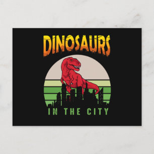 Postal Dinosaur en la Ciudad   Diseño de Dinosaurios
