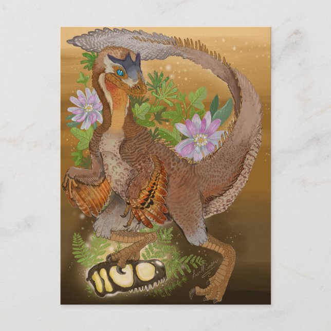 Postal Dinosaur Raptor Jungle Art (Anverso)