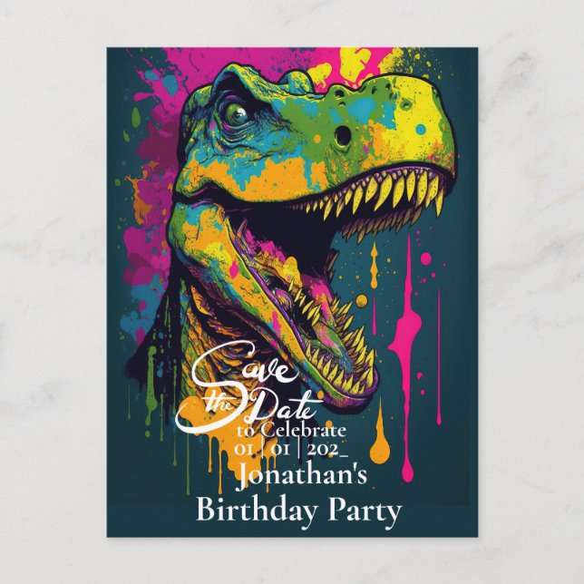 Postal Dinosaur T-rex Prehistoria Guardar fecha (Anverso)