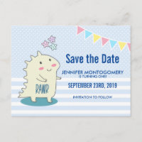 Dinosaurio amarillo lindo con estrella feliz salva