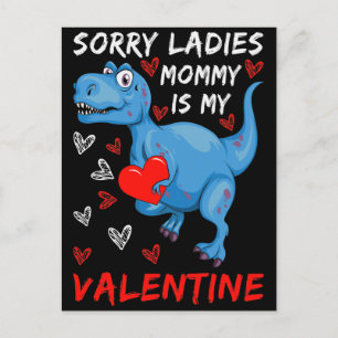 Postal Dinosaurio azul Lo siento, mamá es mi San Valentín