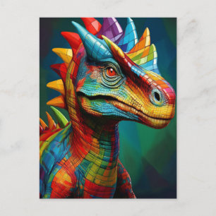Postal Dinosaurio colorido