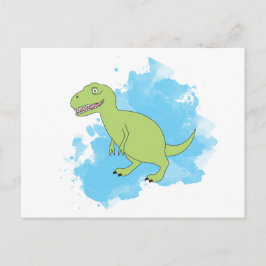 Postal Dinosaurio con diseño de fondo acuarela
