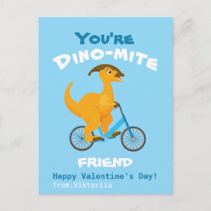 Postal Dinosaurio divertido del El día de San Valentín de