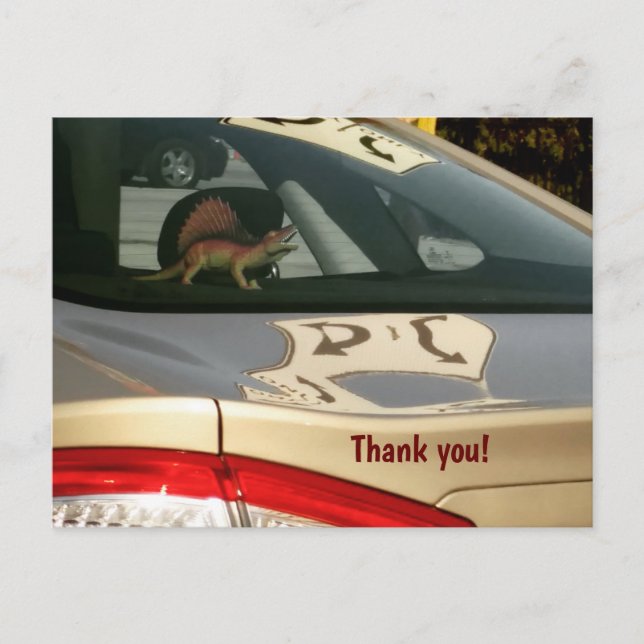 Postal Dinosaurio divertido Gracias Postcard (Anverso)