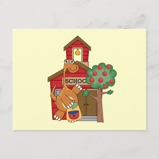 Postal Dinosaurio en camisetas y regalos escolares (Anverso)