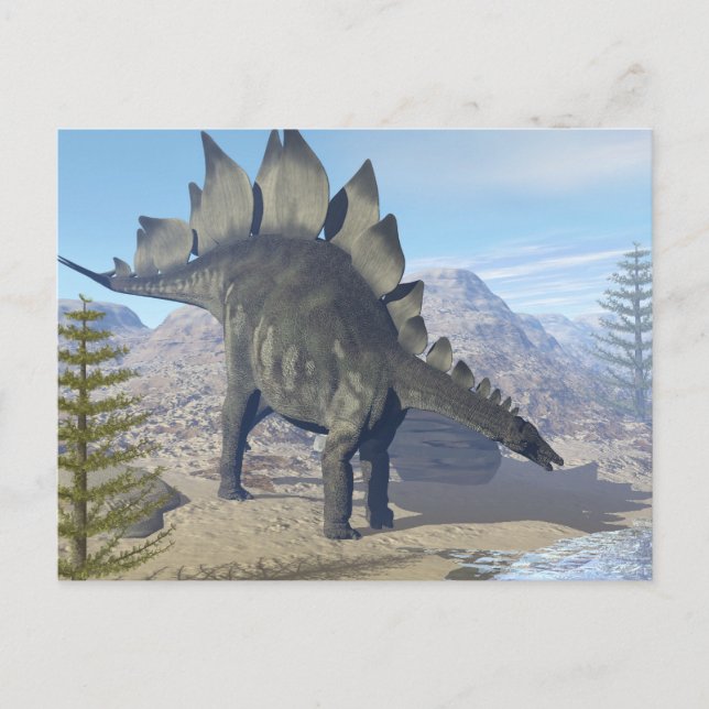 Postal Dinosaurio estegosauro - renderizado 3D (Anverso)