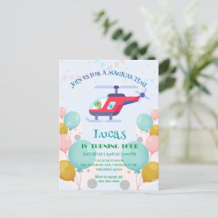 Postal Dinosaurio gracioso Helicóptero Cumpleaños fiesta 