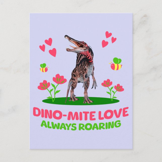 Postal Dinosaurio lindo para el día de San Valentín para  (Anverso)