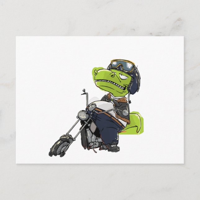 Postal Dinosaurio Motocicleta Tyrannosaurus Rex (Anverso)