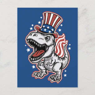 Postal Dinosaurio Patriótico Americano