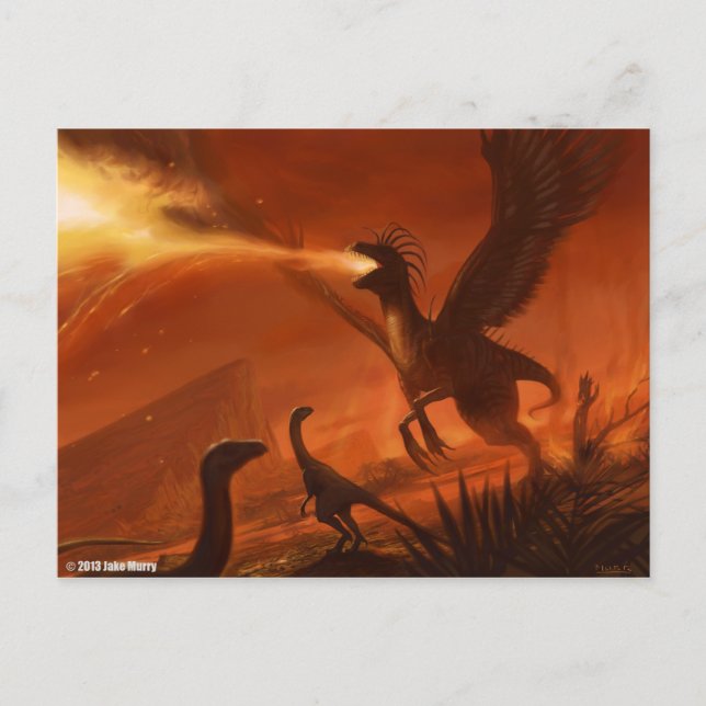 Postal Dinosaurio prehistórico de Fuego-Respiración de (Anverso)