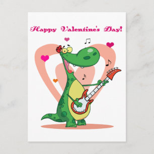 Postal Dinosaurio que toca la guitarra