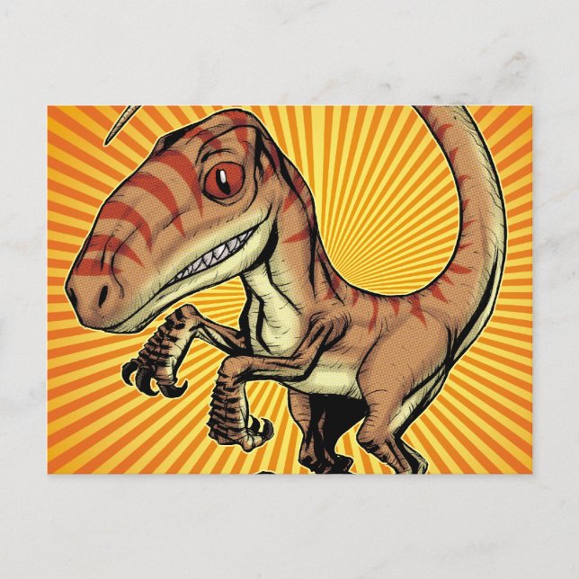 Postal Dinosaurio Raptor de Velociraptor por Marco D Cari (Anverso)