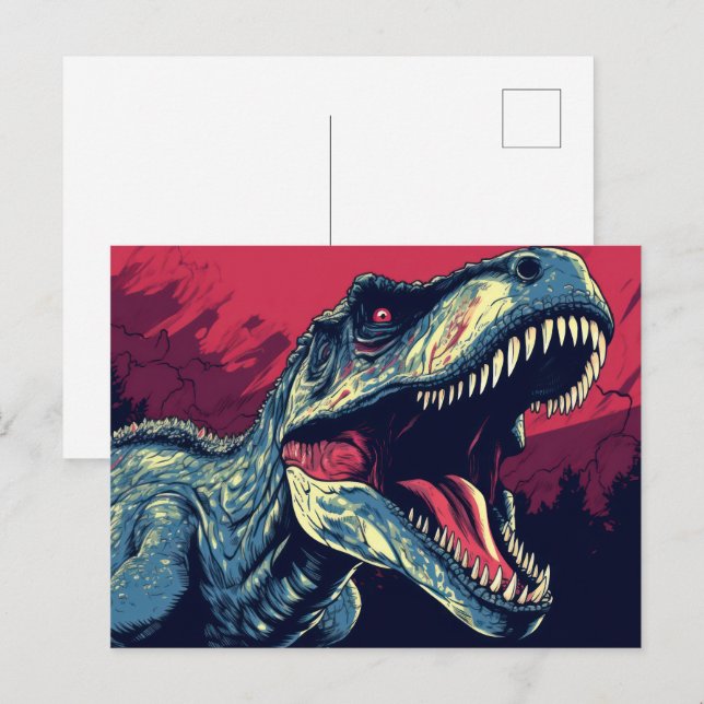 Postal dinosaurio reptil T-Rex  (Anverso / Reverso)
