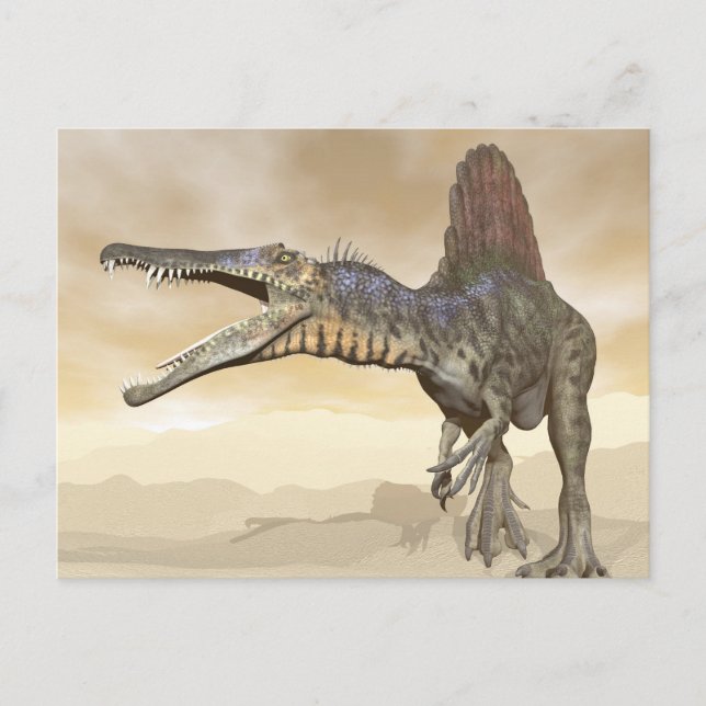 Postal Dinosaurio Spinosaurus en el desierto - rendimento (Anverso)
